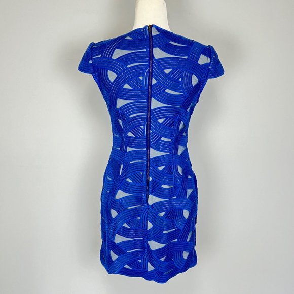 Robert Rodriguez Womens Azure Swirl Mini Dress Blue Short Cap Sleeves size 4 - Picture 8 of 12